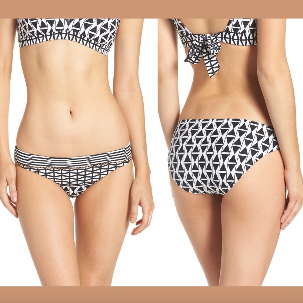 NWT $72 Seafolly Modern Geometry Hipster Bikini Bottoms‎ [ SZ US 12 ]